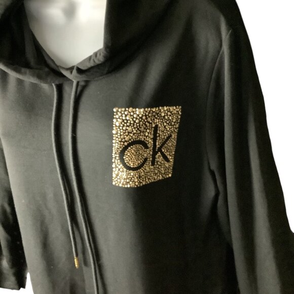 Calvin Klein Side Logo Hoodie Black Dress Womens Size L Long Sleeve - Picture 6 of 16